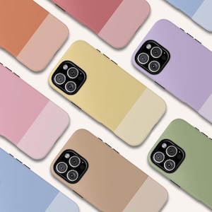 Pastel Color Block MagSafe iPhone Case, Cute Minimalist iPhone 16 15 14 Pro Max, Simple Monochrome Samsung Galaxy S25 S24 S23 Phone Cover