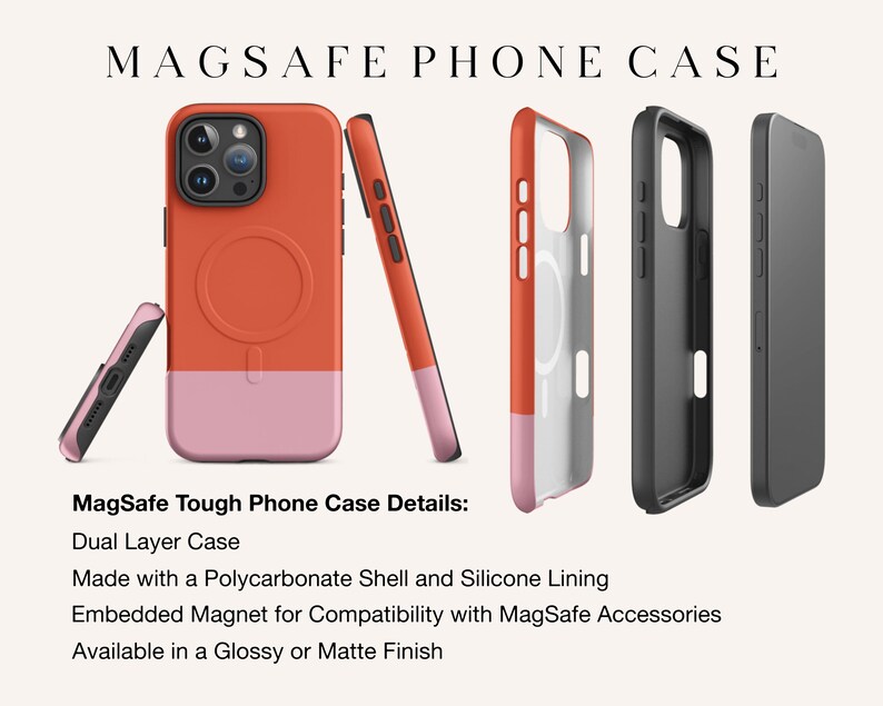 Coque pour portable color block, coque de portable solide et éclatante, iPhone 16 15 14 Pro Max MagSafe moderne, Samsung Galaxy S25 S24 S23 minimaliste et mignon image 6
