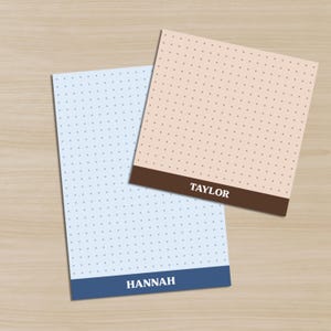 Dotted Sticky Note Pad, Custom Name Reminder Sticky Notepad, Pastel Color Block Dot Grid Notepad, Cute Monochrome Office Desk Pad Gift Idea