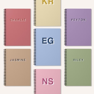 Monochrome Spiral Notebook Custom Name Shadow Block Journal Personalized Initial Lined Planner Cute Minimalist Stationery Gift for Men Women