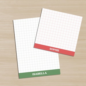 Bloc de notas adhesivas con cuadrícula de colores, bloc de notas con recordatorio de nombre personalizado, etiqueta de nota adhesiva con cuadrícula de inicial personalizada, lindo bloc de notas de escritorio de oficina con cuadrícula minimalista