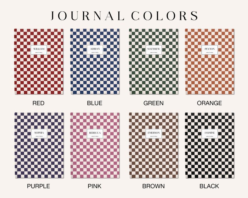 Vibrant Checkered Spiral Notebook Personalized Retro Color Checker ...