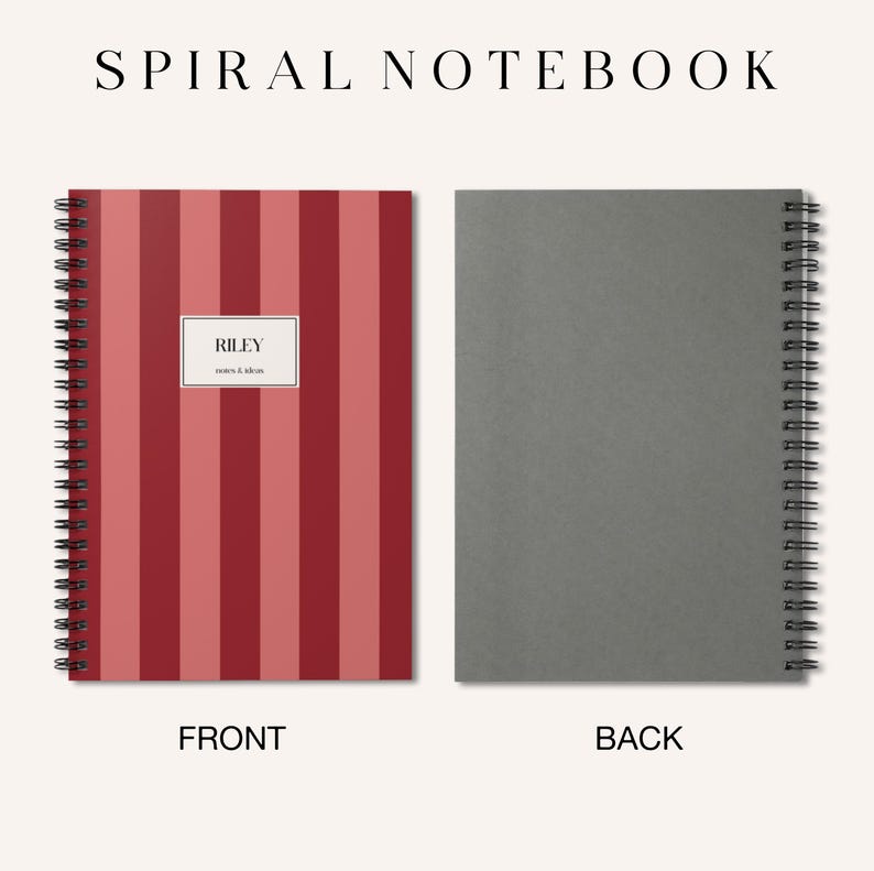 Classic Striped Notebook Custom Name Journal Vibrant Monochrome Striped ...