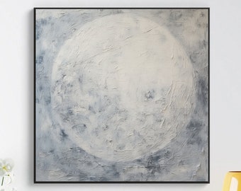 Paysage de pleine lune, texture originale abstraite, peinture à l'huile sur toile, grande oeuvre d'art murale, peinture acrylique personnalisée, décoration murale de salon moderne