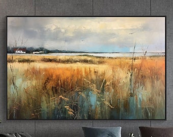 Landschap abstracte originele textuur olieverfschilderij op doek, Sky grote muur kunst, acryl aangepaste schilderij, moderne woonkamer muur decor kunst