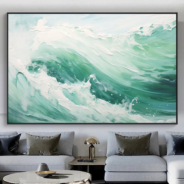 Meer, Welle, 100% handgemalt, strukturierte Malerei, abstraktes Ölgemälde, Wanddekor Wohnzimmer, Büro Wandkunst Handmade Ocean Oil Painting