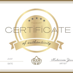 a certificate of authenticity with a gold seal