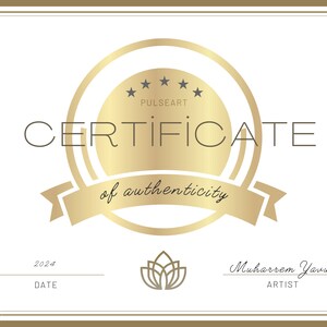 a certificate of authenticity with a gold seal