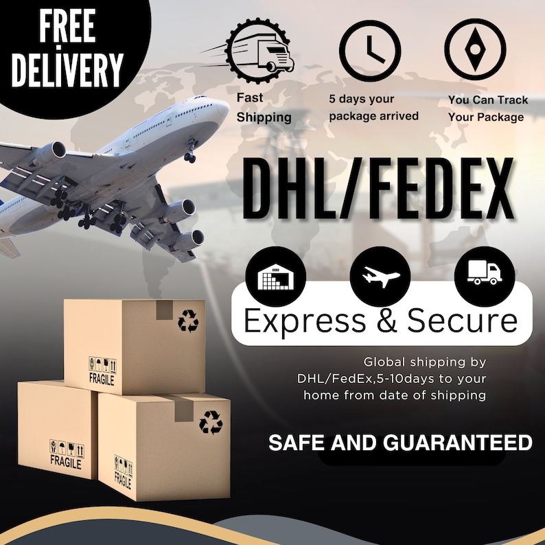 a flyer for a shipping company with a plane and packages