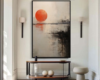 Oceaan, bloedmaan abstracte originele textuur olieverfschilderij op doek, kunst aan de grote muur, acryl aangepaste schilderij, moderne woonkamer muur decor