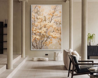Coltello 3D fatto a mano Arte di grandi dimensioni Fiori astratti originali Texture su tela Decorazione moderna semplice della parete del soggiorno Elegante Wabi-Sabi