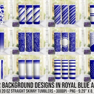 Royal Blue and White Backgrounds for Sublimation of Tumblers - School Fundraiser Background Tumbler Wraps -School Booster Club-School Spirit