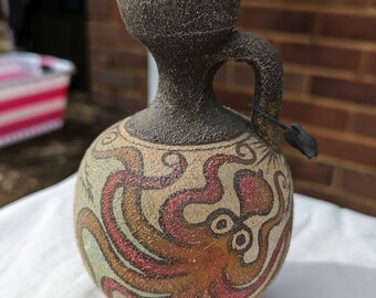Souvenir Greek vintage octopus brown urn/vase