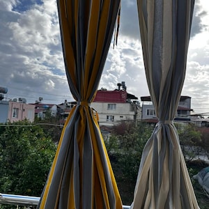 Yellow Sunbrella Outdoor Curtains: Custom Balcony Patio Sunlight Blocking