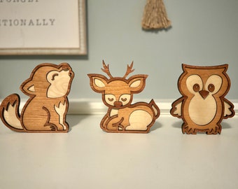 Woodland Animal Nursery Decor: Fox, Deer, Owl Wall Art