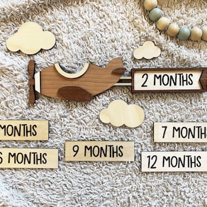 Airplane Baby Milestone Photo Prop: Custom Name, Monthly Markers