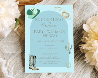 Not Her First Rodeo Baby Sprinkle Invitation Template, Not Our First Rodeo,  Baby Sprinkle Invitation, Editable Template