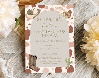 Not Her First Rodeo Baby Sprinkle Invitation Template, Not Our First Rodeo,  Baby Sprinkle Invitation, Editable Template