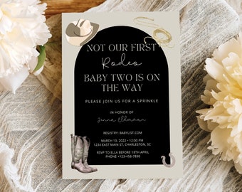 Not Her First Rodeo Baby Sprinkle Invitation Template, Not Our First Rodeo,  Baby Sprinkle Invitation, Editable Template