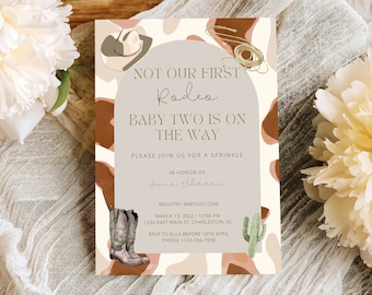 Not Her First Rodeo Baby Sprinkle Invitation Template, Not Our First Rodeo,  Baby Sprinkle Invitation, Editable Template