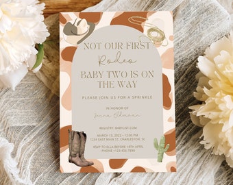 Not Her First Rodeo Baby Sprinkle Invitation Template, Not Our First Rodeo,  Baby Sprinkle Invitation, Editable Template