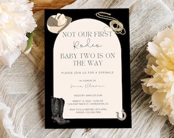 Not Her First Rodeo Baby Sprinkle Invitation Template, Not Our First Rodeo,  Baby Sprinkle Invitation, Editable Template