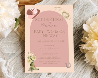 Not Her First Rodeo Baby Sprinkle Invitation Template, Not Our First Rodeo,  Baby Sprinkle Invitation, Editable Template