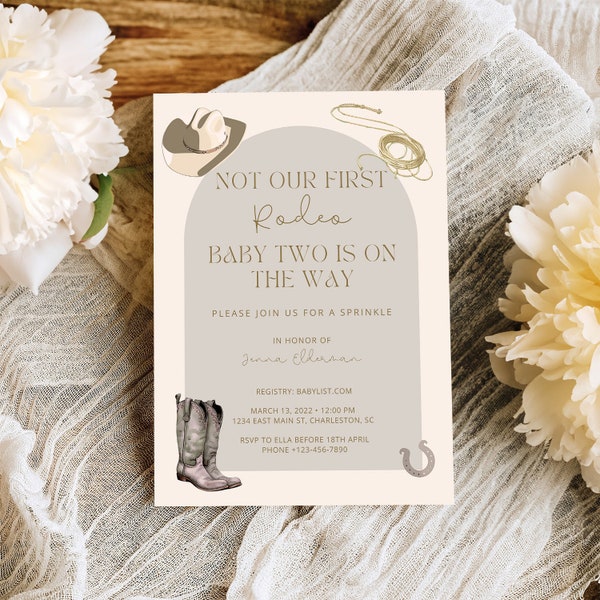 Not Her First Rodeo Baby Sprinkle Invitation Template, Not Our First Rodeo,  Baby Sprinkle Invitation, Editable Template