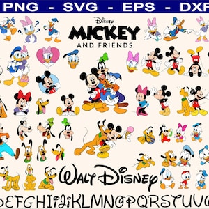 Mickey mouse and friends Pluto Goofy Daisy Donald Minnie Character Faces, svg png jpg bundle Instant Download