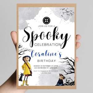 Coraline Birthday Invitation - editable in canva!