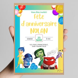 Biglietto d'invito per compleanno Inside Out (digitale/stampabile e modificabile su tela)