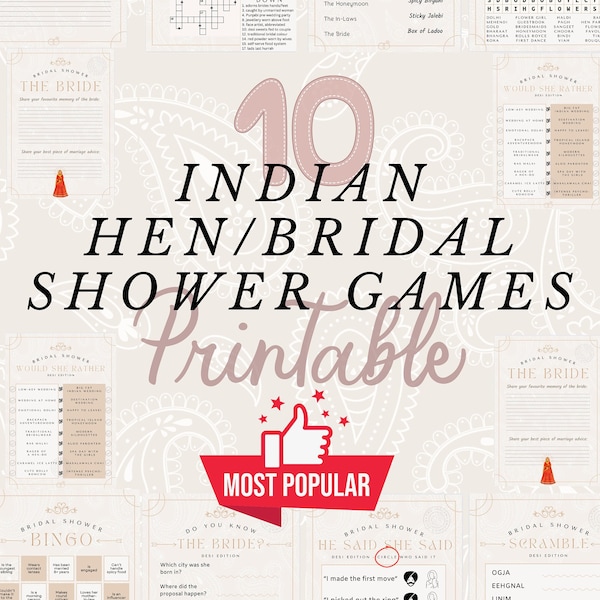 Indian Desi Hen Party Games Printable Bridal Shower Games Downloadable Digital PDF Instant Download Punjabi Hindu Sikh Bachelorette