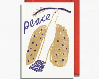 Peace Dove Christmas Card: Traditional Holiday Card with Red Envelope