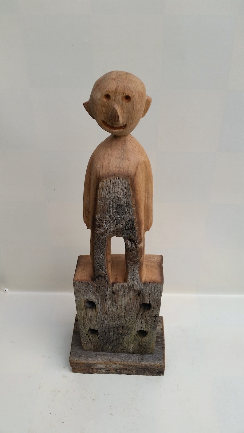 Sculpture made of old wood, wooden figure, figure, oak wood, human, image 2