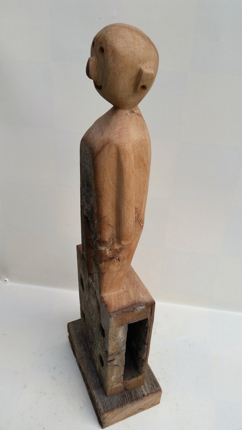 Sculpture made of old wood, wooden figure, figure, oak wood, human, image 4