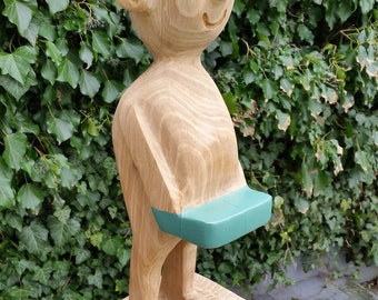 Holzfigur - Skulptur - Glückskleeblatt - Holzmensch - Figur , Holz Büste