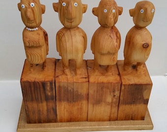 Wooden sculpture pine, wooden figure, unique piece - figure, wooden people