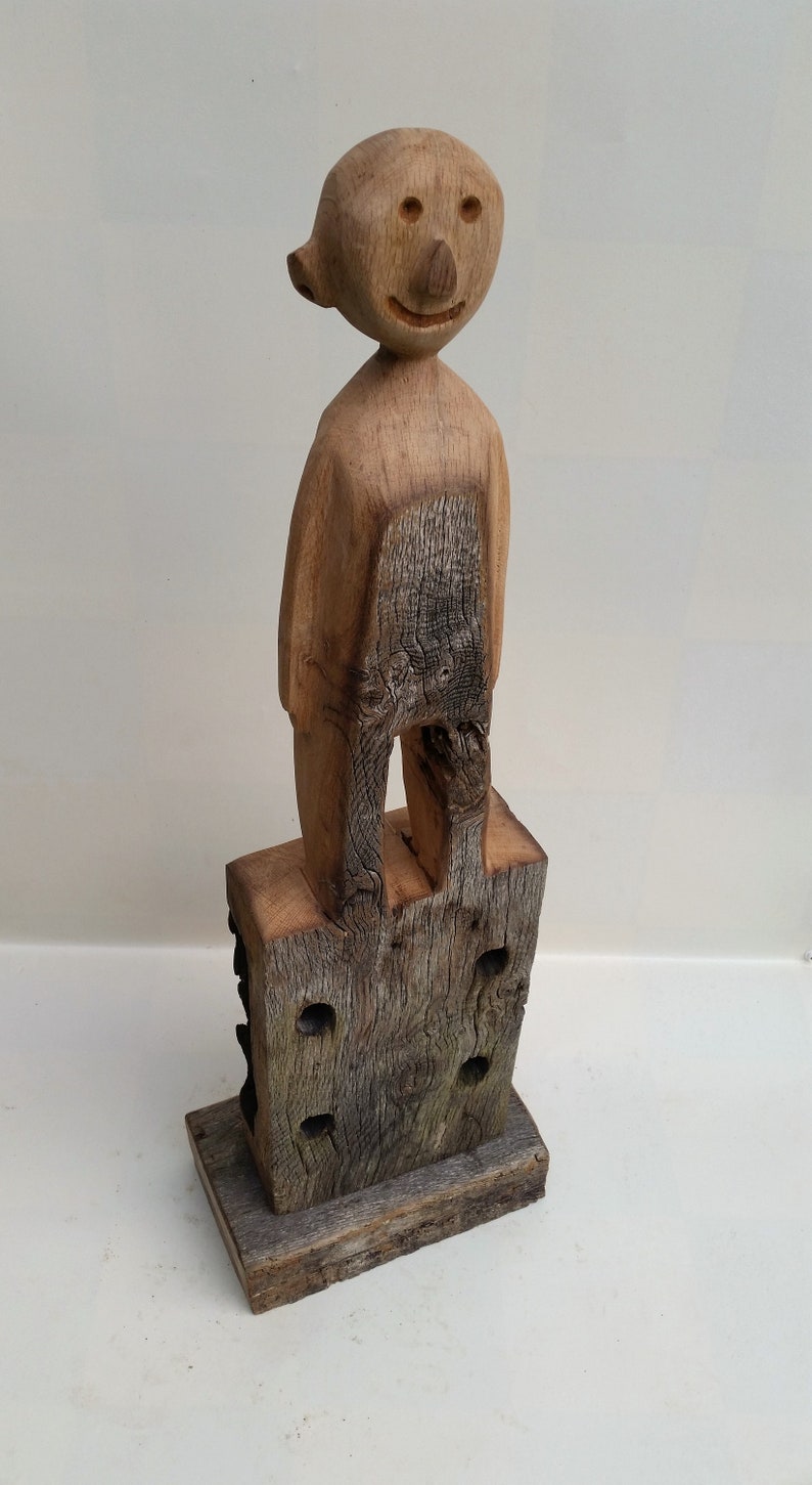Sculpture made of old wood, wooden figure, figure, oak wood, human, image 3