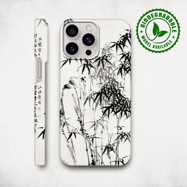 Eco-Friendly Bamboo Painting Phone Case, Nature Lover Gift, Phone Case Samsung, Phone Case Vintage, Botanical Phone Case, Phone Case for Mom