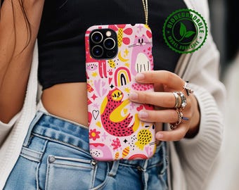 Cats Phone Case Pink, Biodegradable Phone Case Colorful, Cat Lover Gift, Cute Phone Case Clear, iphone 14 Phone Case, Cats PhoneCase iphone