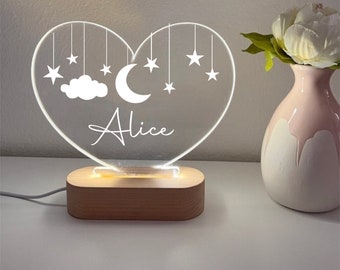 Personalized Cloud Night Light Withthe Moon, Stars. Baby Shower Gifts , Nursery Decor ,Baby Birthday Gift, Kids Room Decor, baby shower gift