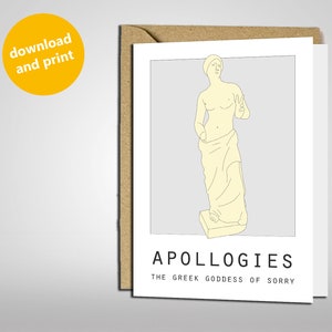 Apollogies | Die griechische Göttin des Entschuldigung | antikes Griechenland | Entschuldigung Entschuldigung | Druckbare Digital Download Karte