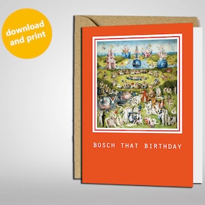 Bosch pour cet anniversaire | Le Jardin des Délices Hieronymus Bosch | Fête d'anniversaire | Carte imprimable à télécharger