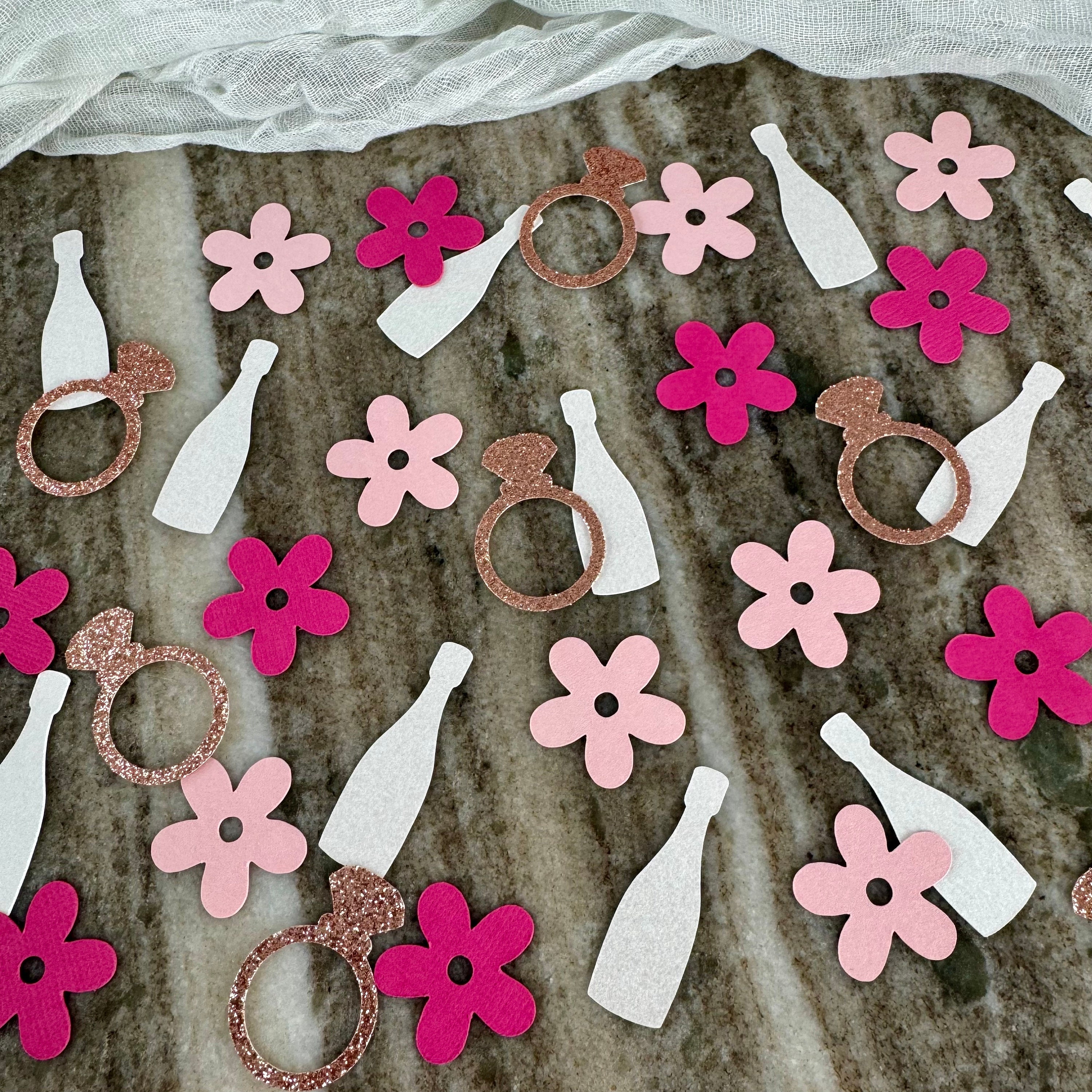 Petals and Prosecco Confetti Bachelorettebridal shower table decor Color personalization Love is in Bloom Table Scatter
