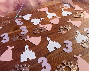 Princess Birthday Confetti - Custom Colors & Age Number - Magical Table Decor -   Personalized Table Scatter for Kids' Birthdays