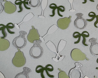The Perfect Pair Confetti: Pear Bridal Shower Table Scatter