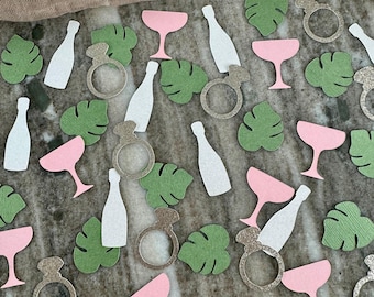 Palms & Prosecco Confetti: Bachelorette Party Table Decor