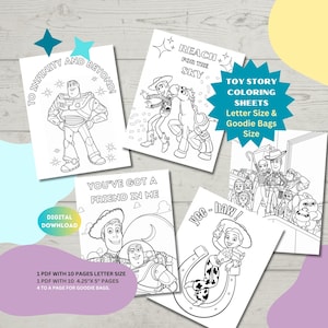 Toy Story Coloring Pages, Digital Download, Toy Story Colouring,  Toy Story Theme Party