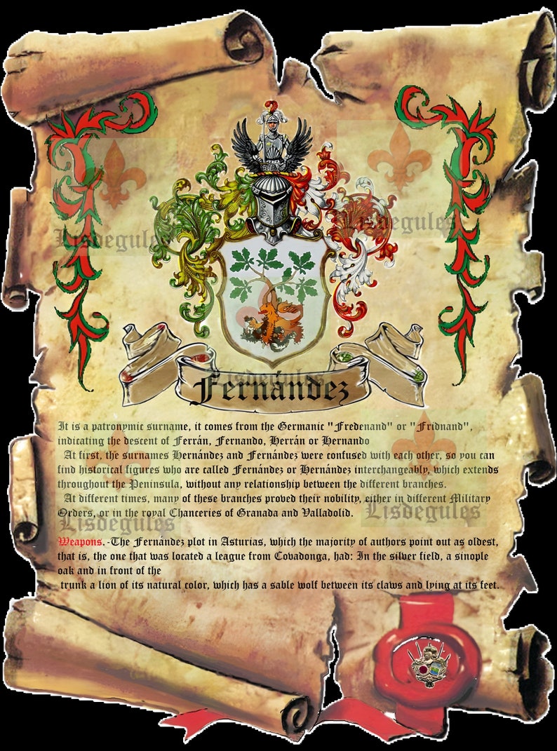 pergamino apellido Fernández, ideal para imprimir y enmarcar. It can be downloaded in English. imagen 7