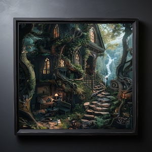 Zauberwald Poster | Cottagecore, Whimsigoth, Gothic Wallpaper | Stimmungsvolle Goth Dekoration, Witchy Zimmer Dekor, Wohnheim Wand Dekoration